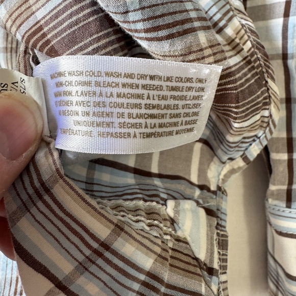 Old Navy Men's Western Plaid Linen Blend Pearl Snap Shirt Medium Cowboy Rodeo - Picture 8 of 14